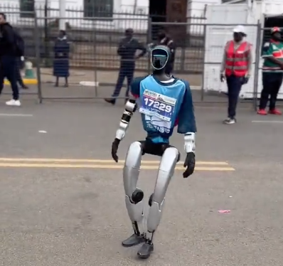Robot joins runners at Nairobi City Marathon.